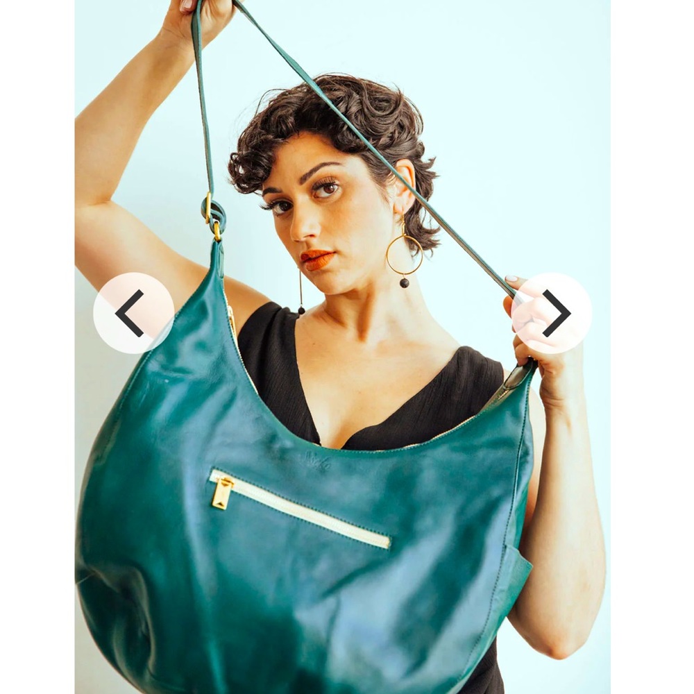 Sseko all leather slouchy crescent bag in agave